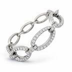 18K White Gold 4.2ct Diamond Oval Link Bracelet