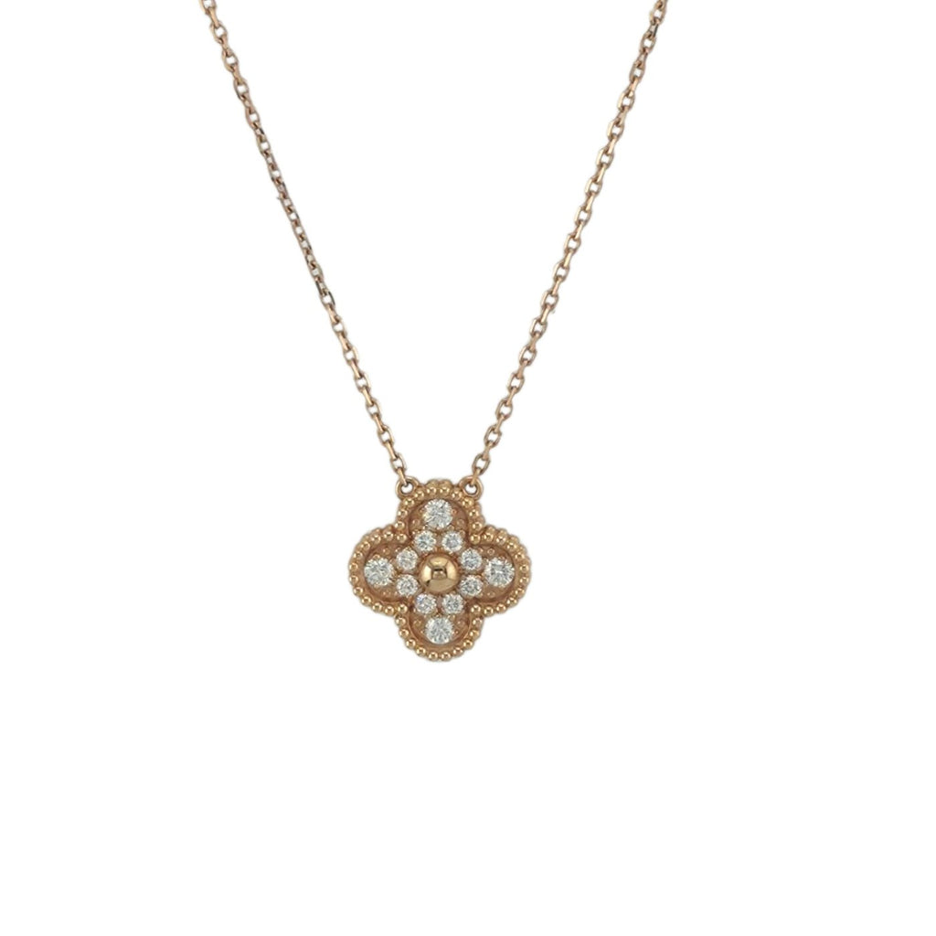 Van Cleef & Arpels - Necklace - 18K Rose gold, Vintage Alhambra pendant, 18K Rose Gold, round diamonds