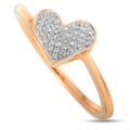 14K rose gold diamond heart ring with pavé heart top