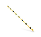 18K Yellow Gold Bracelet with Oval Sapphires and Round Diamonds
