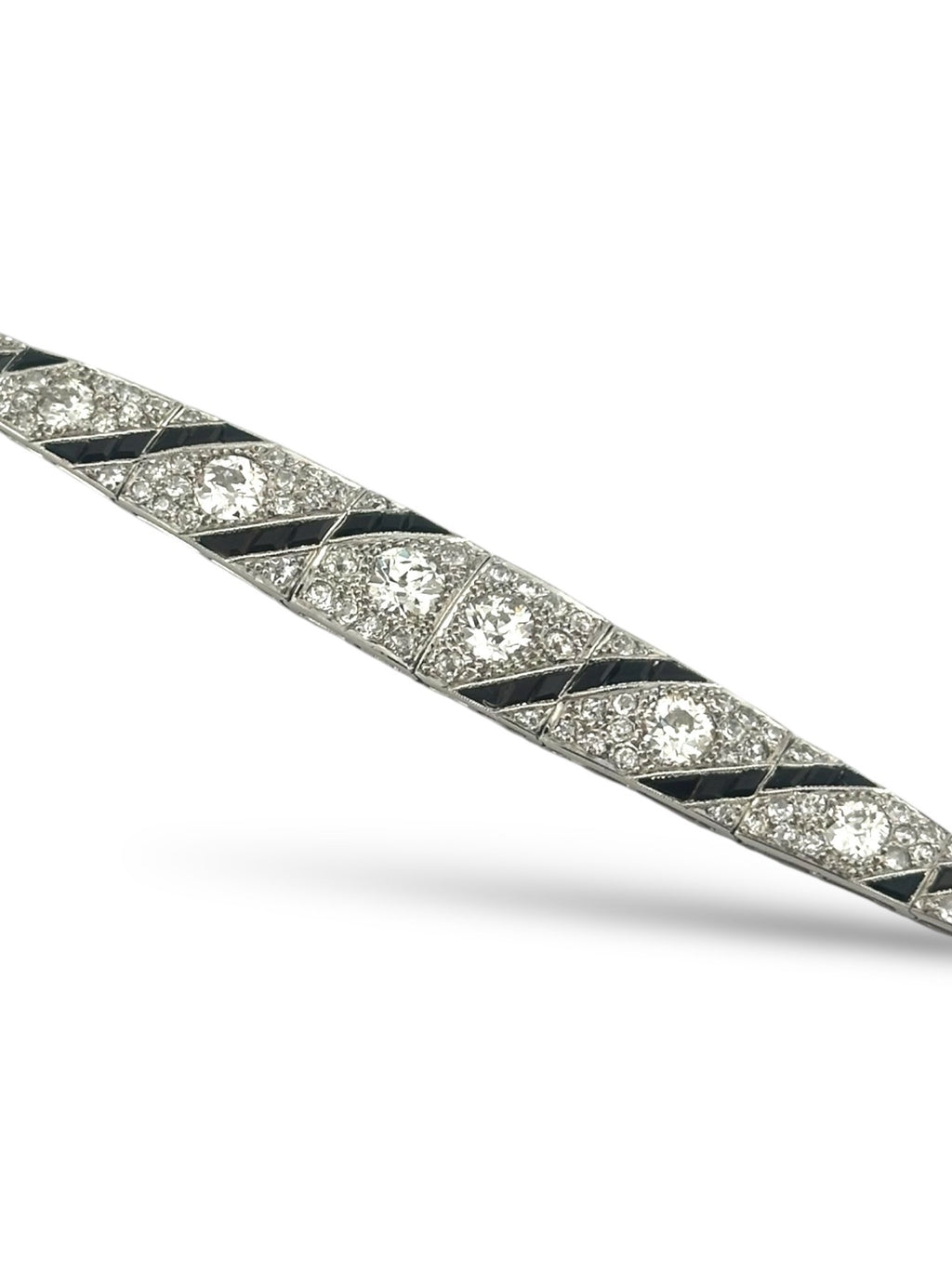 18K White Gold Art Deco 6ct Diamond Bracelet