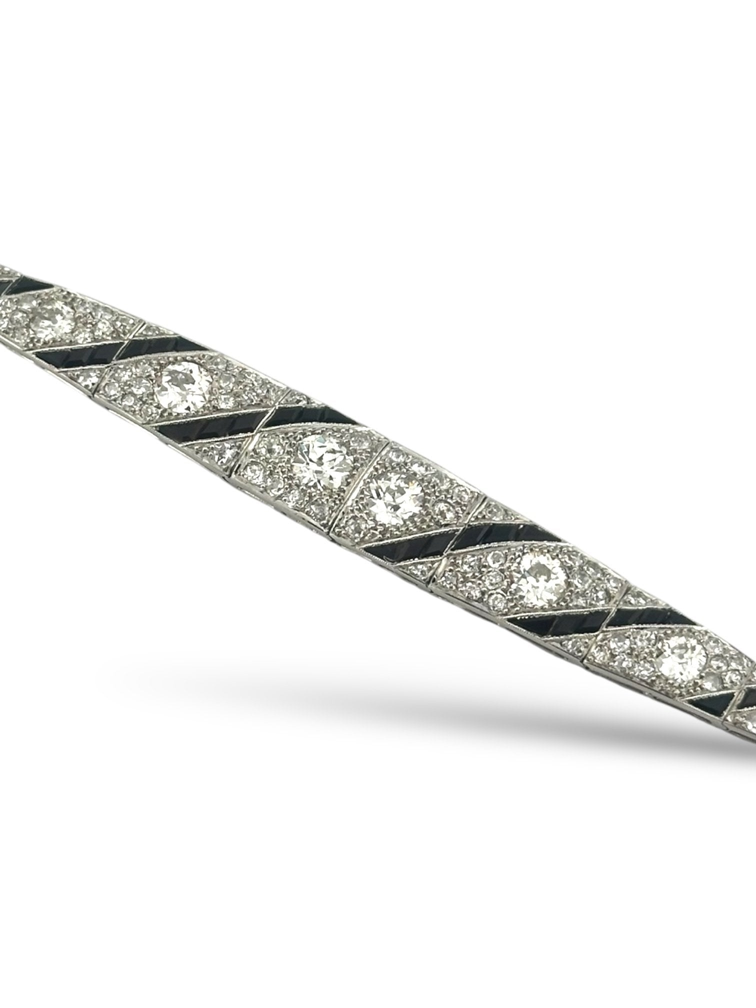 18K White Gold Art Deco 6ct Diamond Bracelet