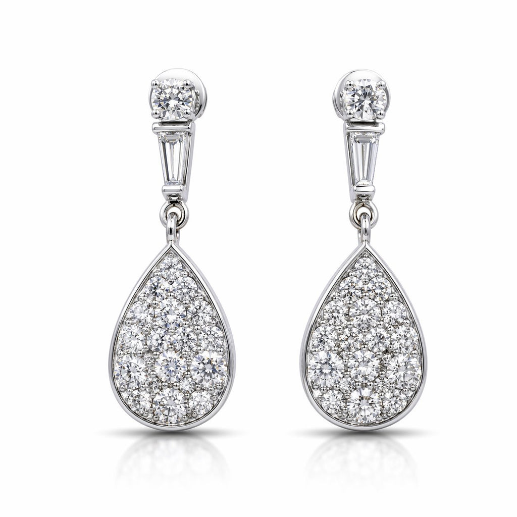 14K White Gold 1.75ct Diamond Teardrop Earrings