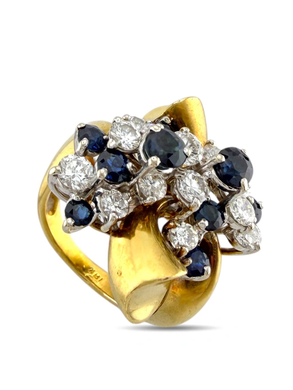 Vintage 14K Yellow Gold 2.56ct Diamond and Sapphire Ring