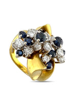 Vintage 14K Yellow Gold 2.56ct Diamond and Sapphire Ring