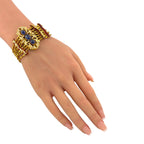 Antique 18K Yellow Gold Red Enamel 4.00ct Sapphire and 2.50ct Diamond Bracelet