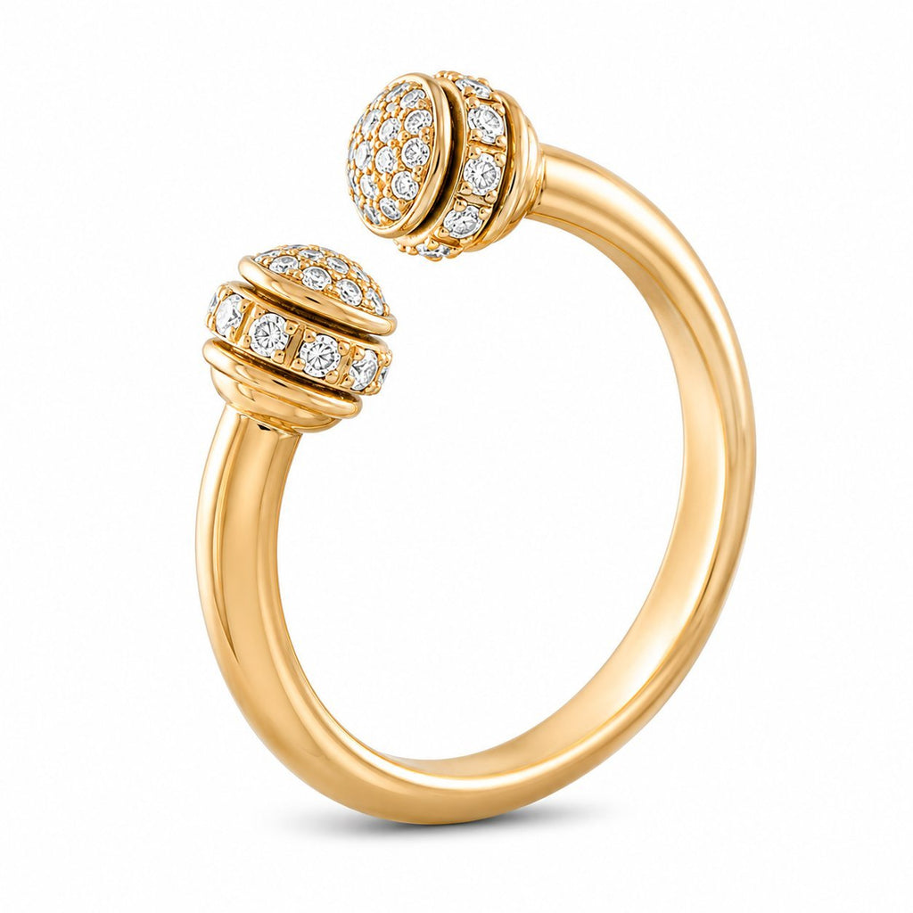 Piaget Possession 18K yellow gold open ring with diamond pavé ends