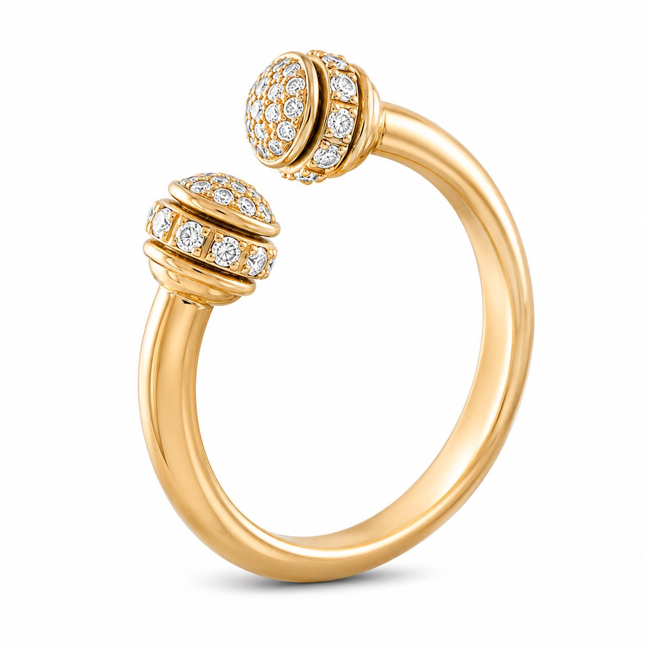Piaget Possession 18K yellow gold open ring with diamond pavé ends