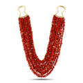 Red coral bead multi-strand necklace with yellow gold top loops