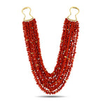 Tambetti 14K Yellow Gold Multi Strand Red Coral Bead Necklace