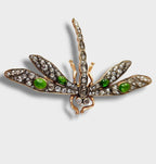 Imperial Russian 56K Gold and Diamond Dragonfly Art Nouveau Brooch 2.7ct