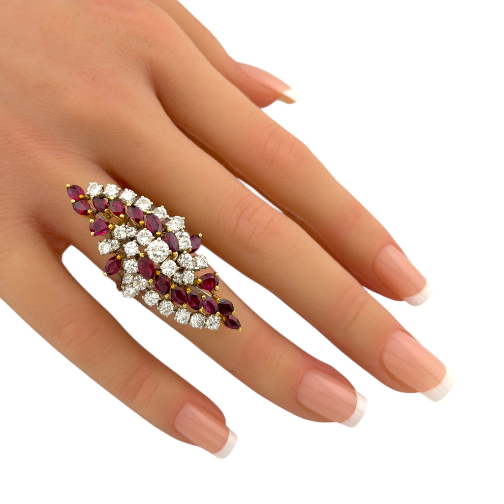 18K White Gold 2.86ct Diamond and Ruby Statement Ring