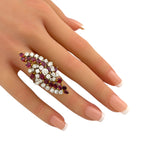 18K White Gold 2.86ct Diamond and Ruby Statement Ring