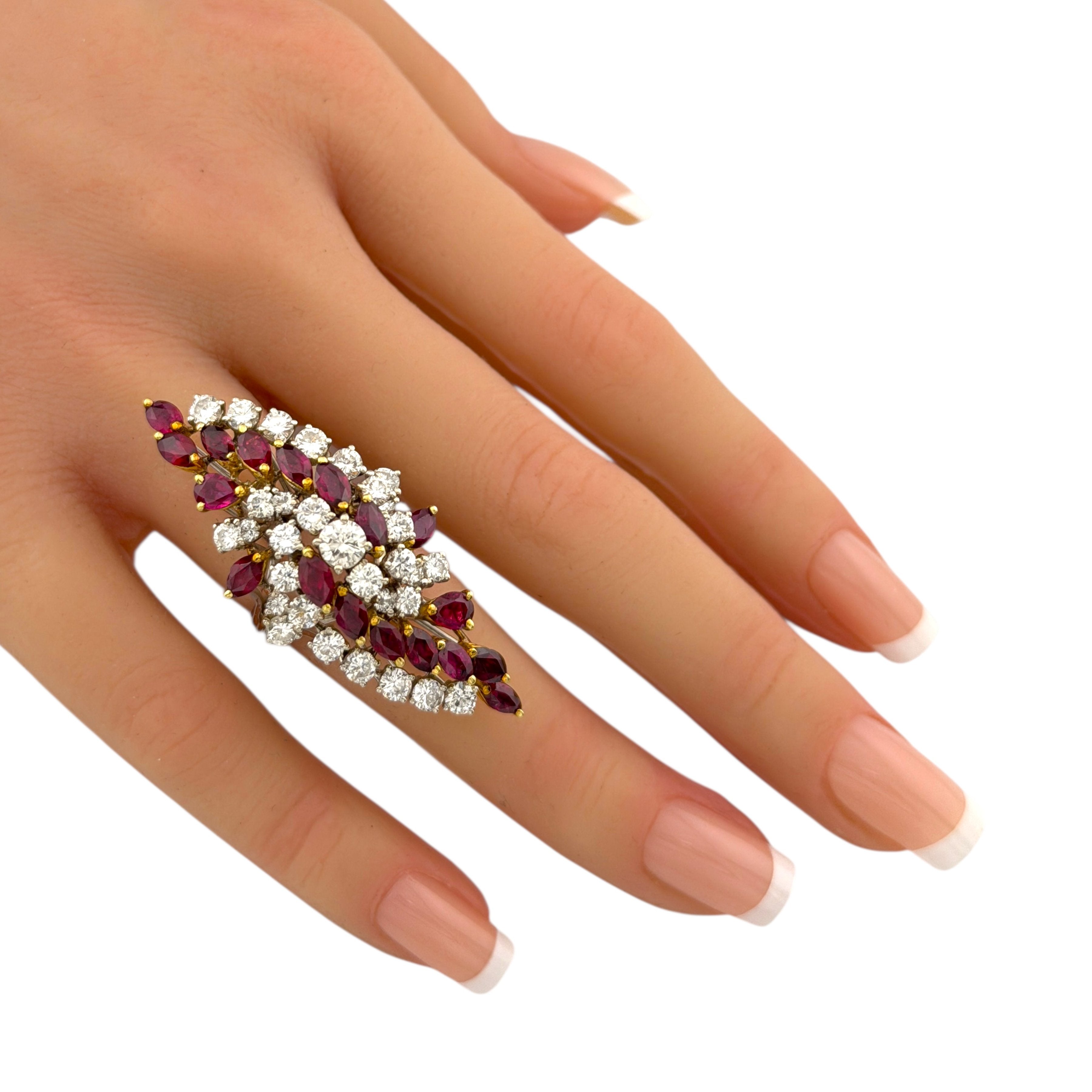 18K White Gold 2.86ct Diamond and Ruby Statement Ring
