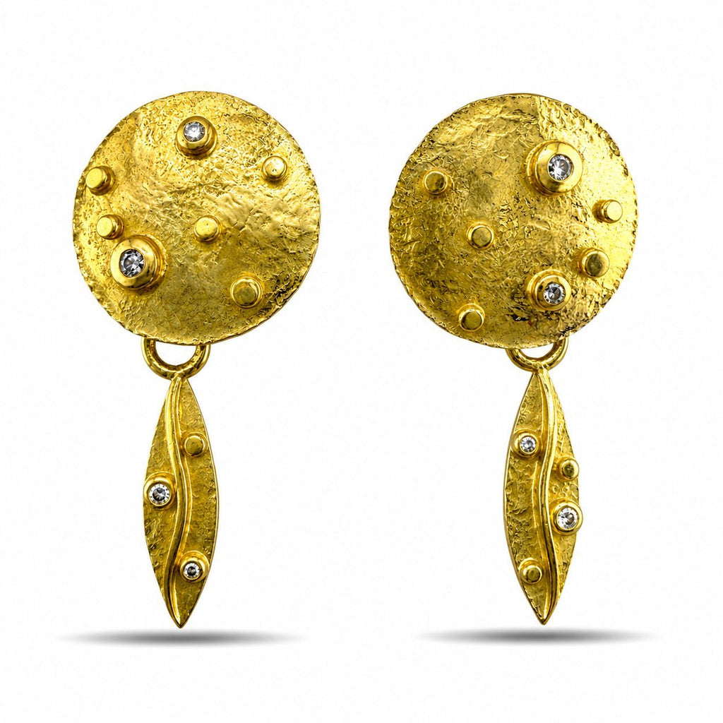 18K Yellow Gold 0.25ct Diamond Moon Earrings