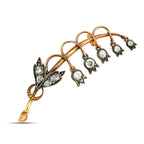 Imperial Russian K. Faberge 56K Rose Gold and Diamond Brooch
