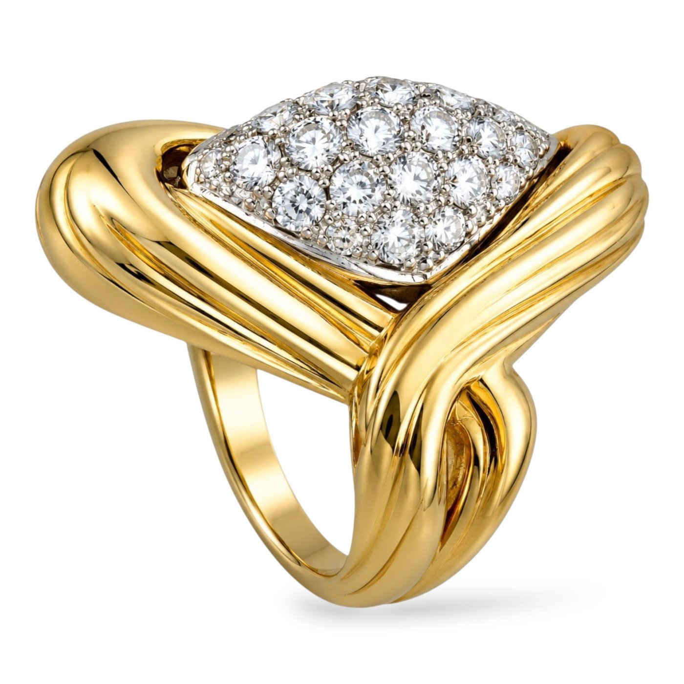 Yellow Gold 2.00ct Diamond Rhomboid Ring