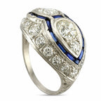 Platinum Art Deco Ring with 1.6ct of Diamonds and Sapphires