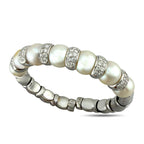 18K White Gold Italian 1.8ct Diamond and Natural Pearl Bracelet