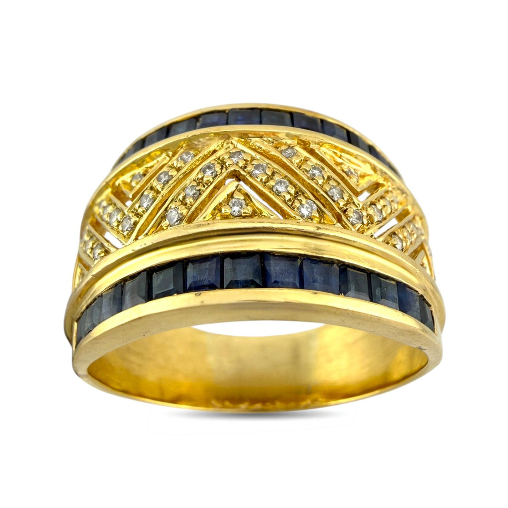 14K Yellow Gold 0.27ct Diamond and Sapphire Ring