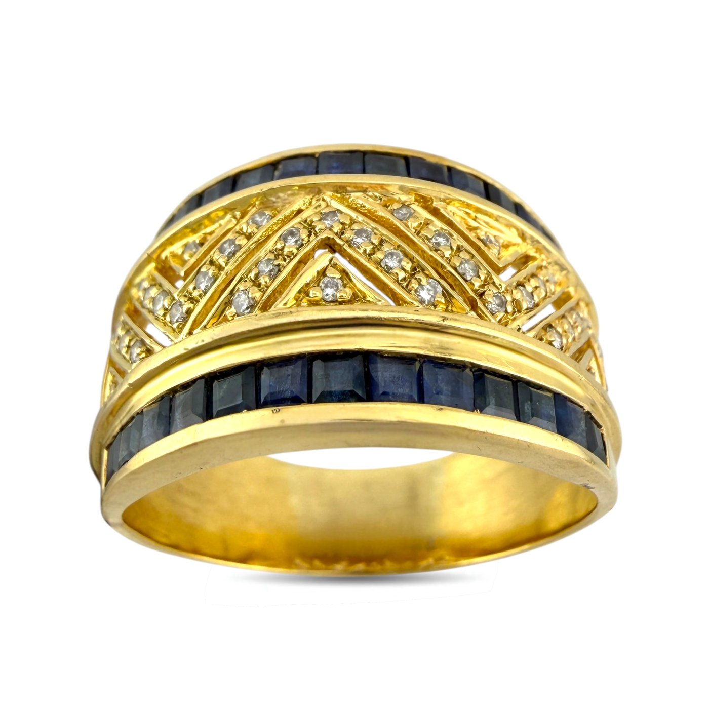 14K Yellow Gold 0.27ct Diamond and Sapphire Ring