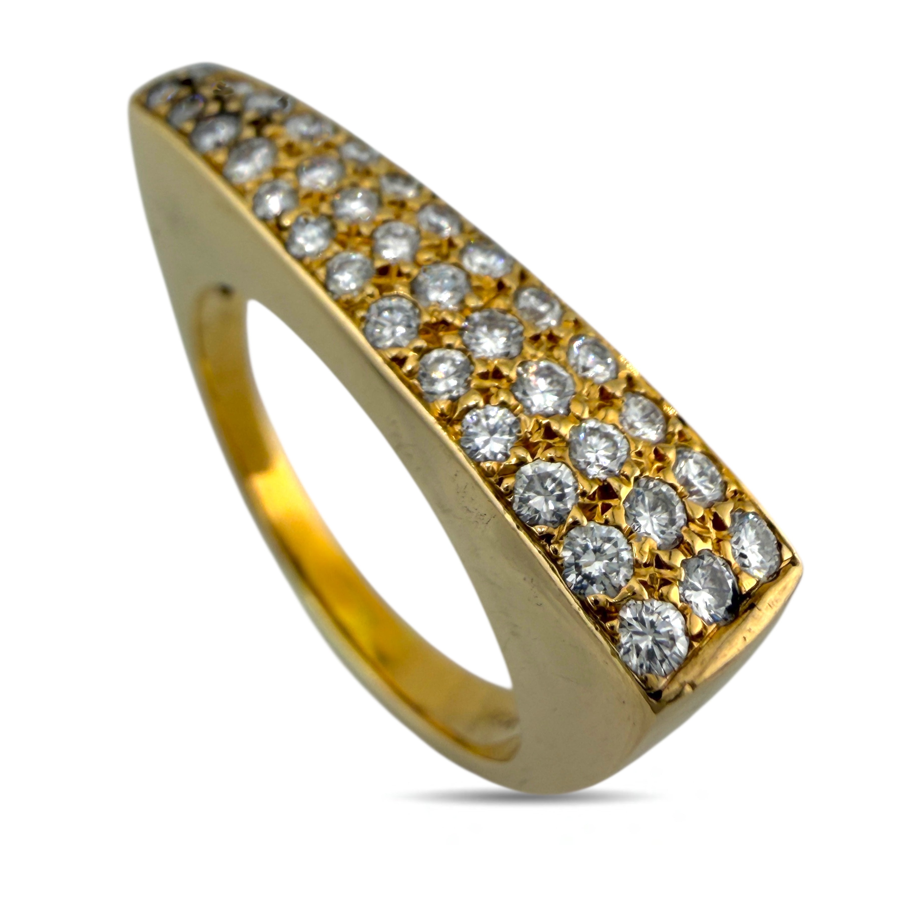 18K Yellow Gold 0.53ct Diamond Triangle Band Ring