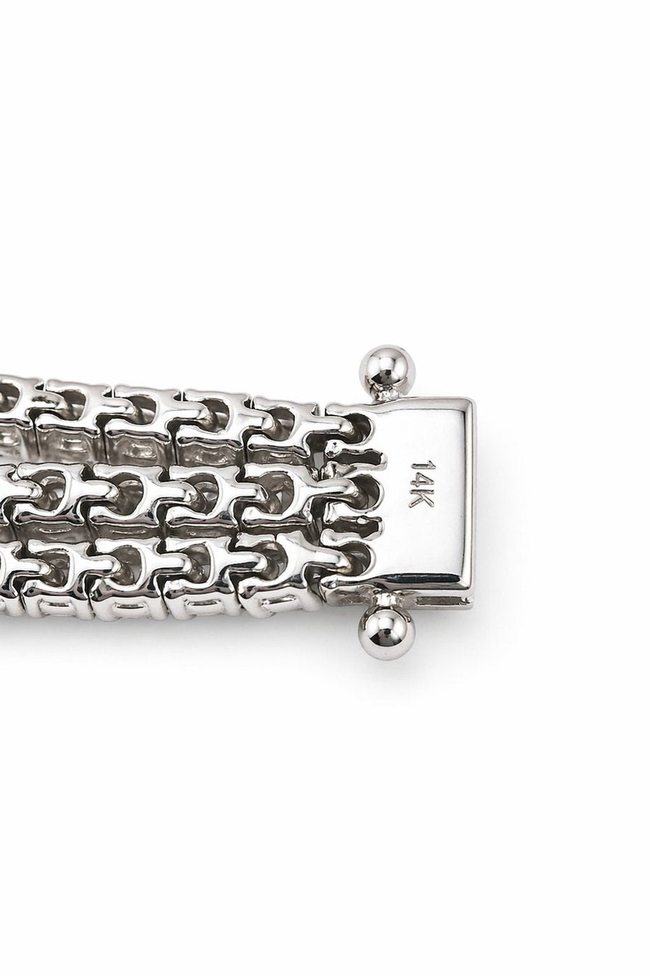 14K White Gold Triple Row 6.53ct Diamond Bracelet