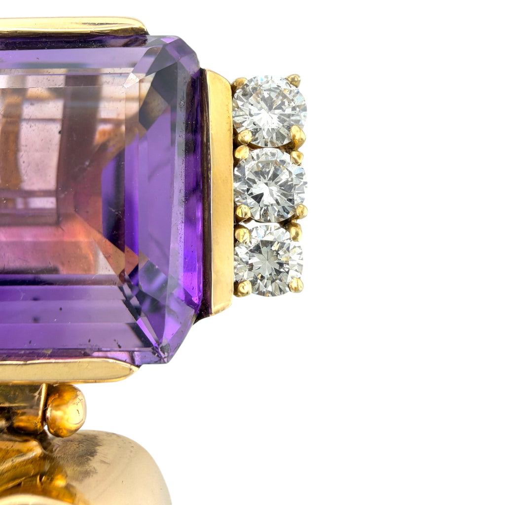 14K Yellow Gold 9.25ct Amethyst, 19.5ct Topaz and 1.5ct Diamond Convertible Brooch