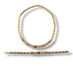18K Gold Necklace and Bracelet Set with Diamonds and Rubies