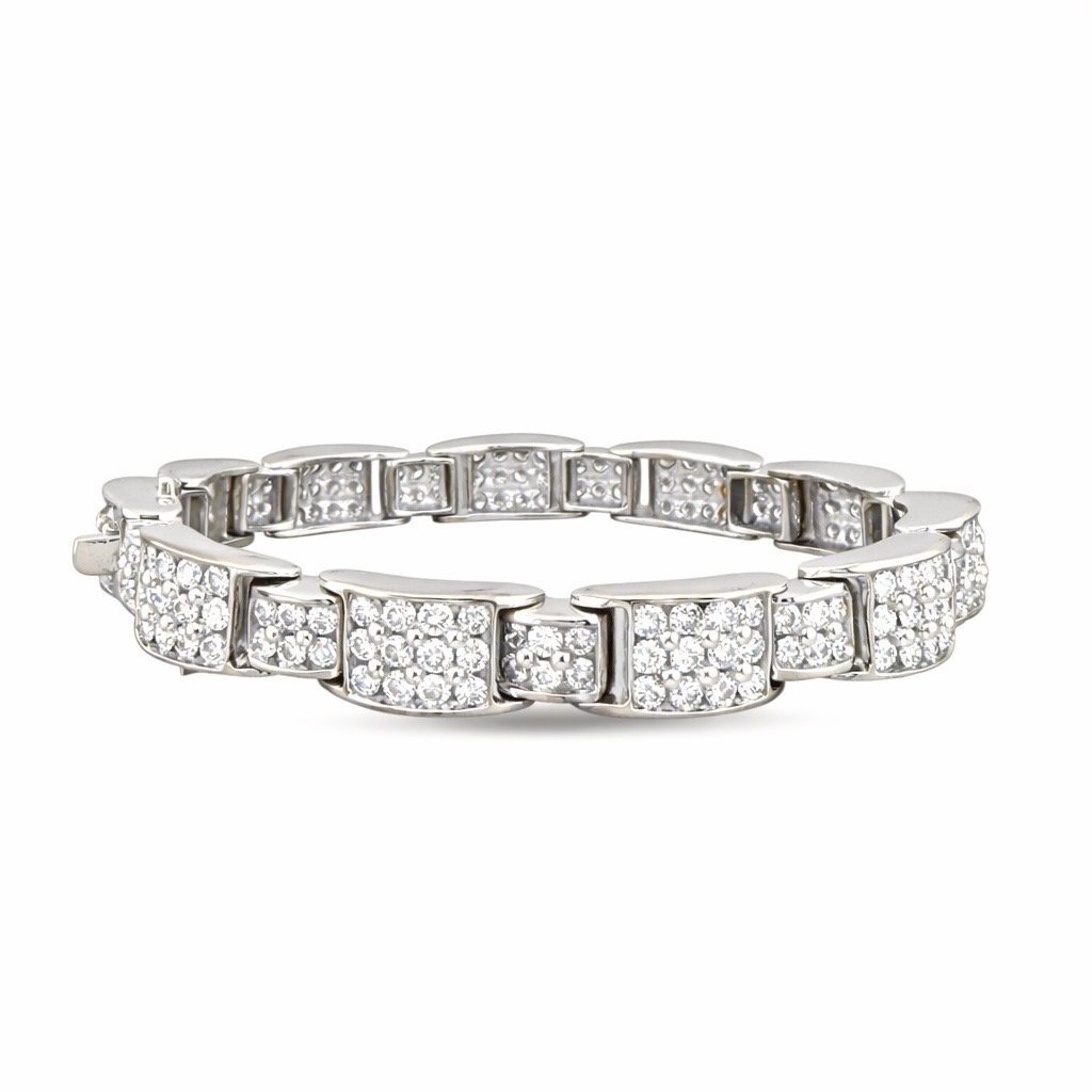 14 kt. Exclusive 14K White Gold 5.94ct Diamond Link Bracelet, White gold -  5.94ct. tw. Diamond