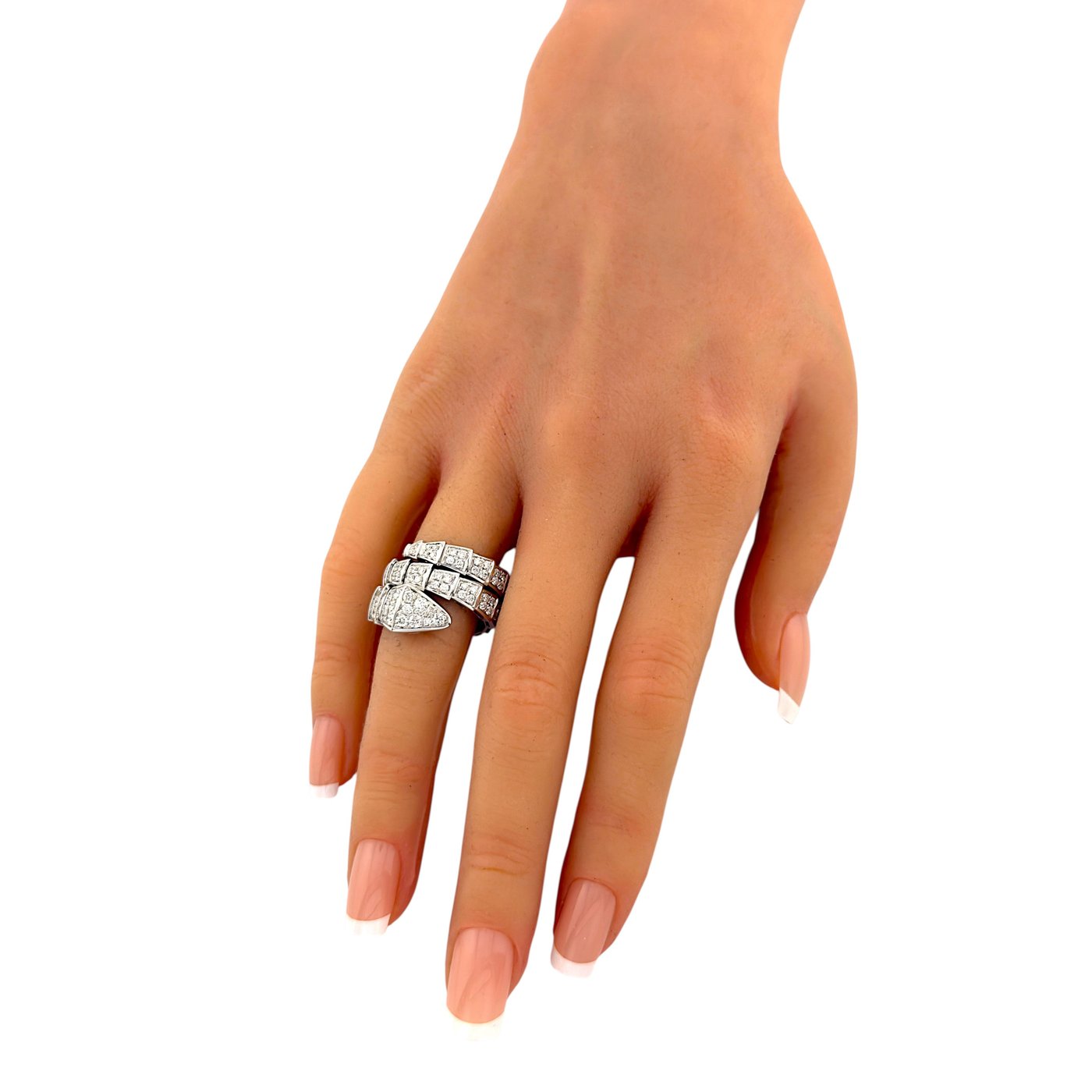 18K Bvlgari Serpenti Viper 18K White Gold 2.77ct Diamond Ring