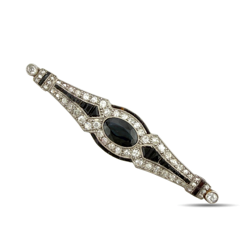 Vintage 1.30ct Sapphire and 1.51ct Diamond Brooch