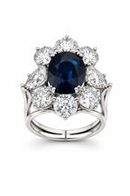18k Gold 3.0ct  Sapphire and 5.0ct  Diamond Women's Ring