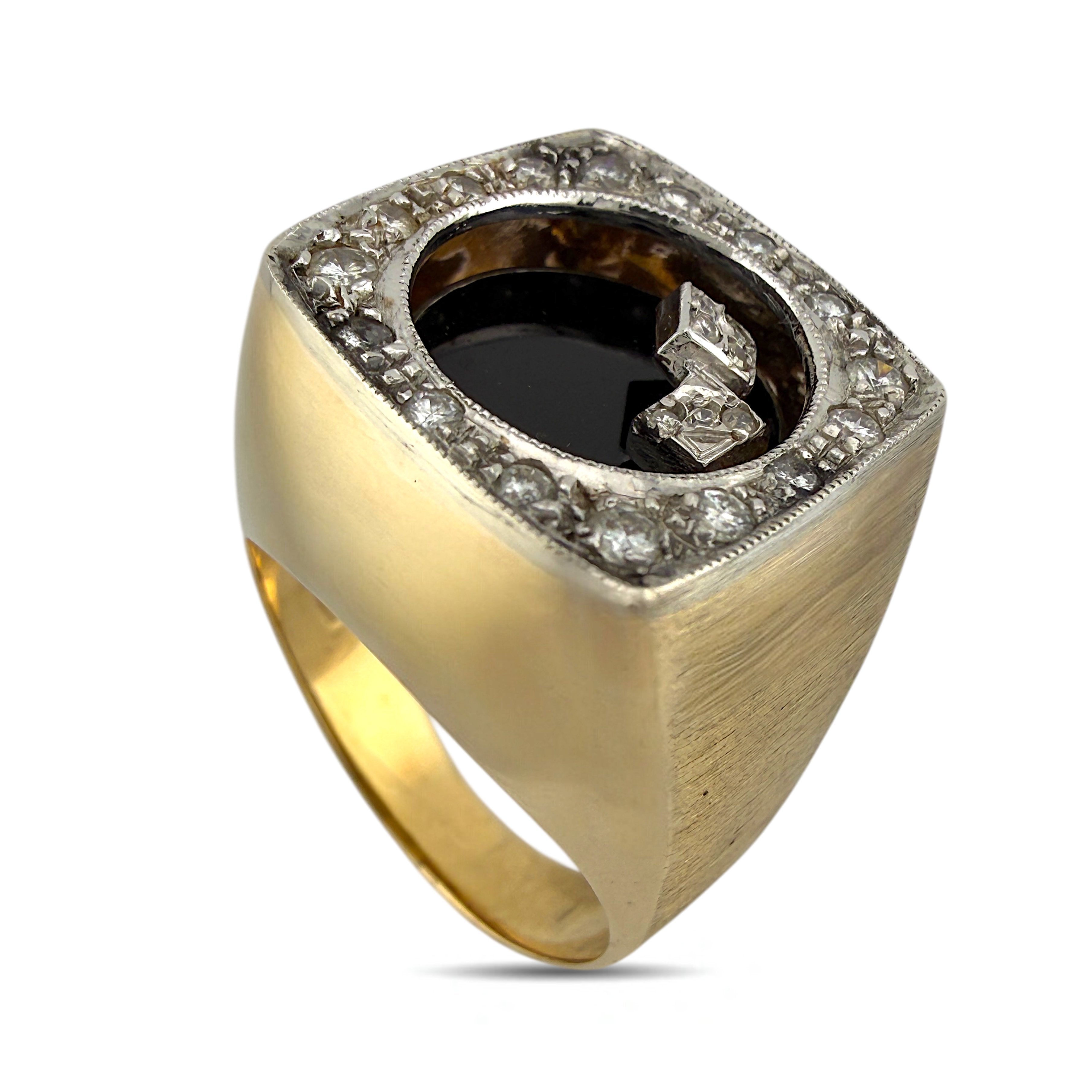 14K Yellow Gold 1.6ct Diamond Spinning Cocktail Ring