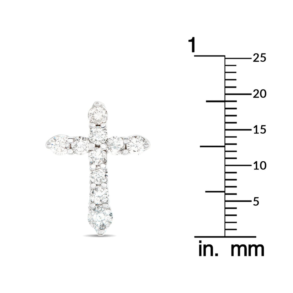 18K White Gold 1.0ct Diamond Cross Pendant