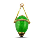 Faberge Imperial Russian 56 Gold  Enamel and Ruby Egg Pendant