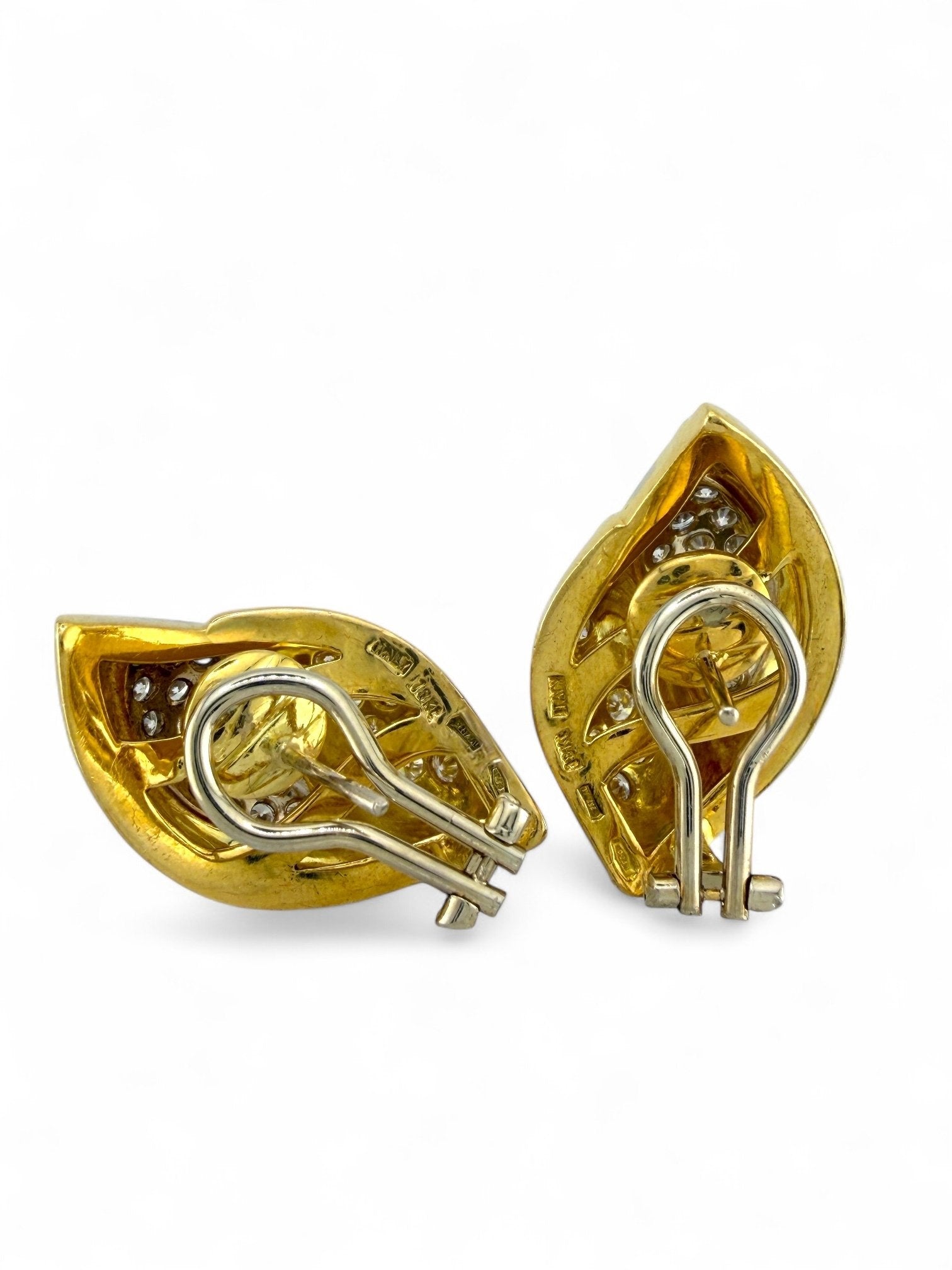 18K Yellow Gold Italian 0.96ct Diamond Earrings
