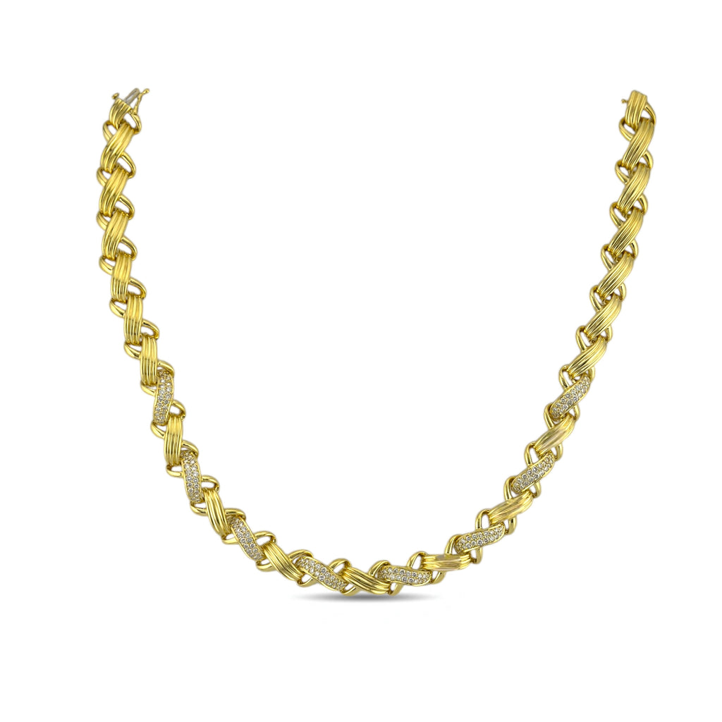 Jose Hess 18K Yellow Gold 7ct Diamond Necklace and Bracelet Suite