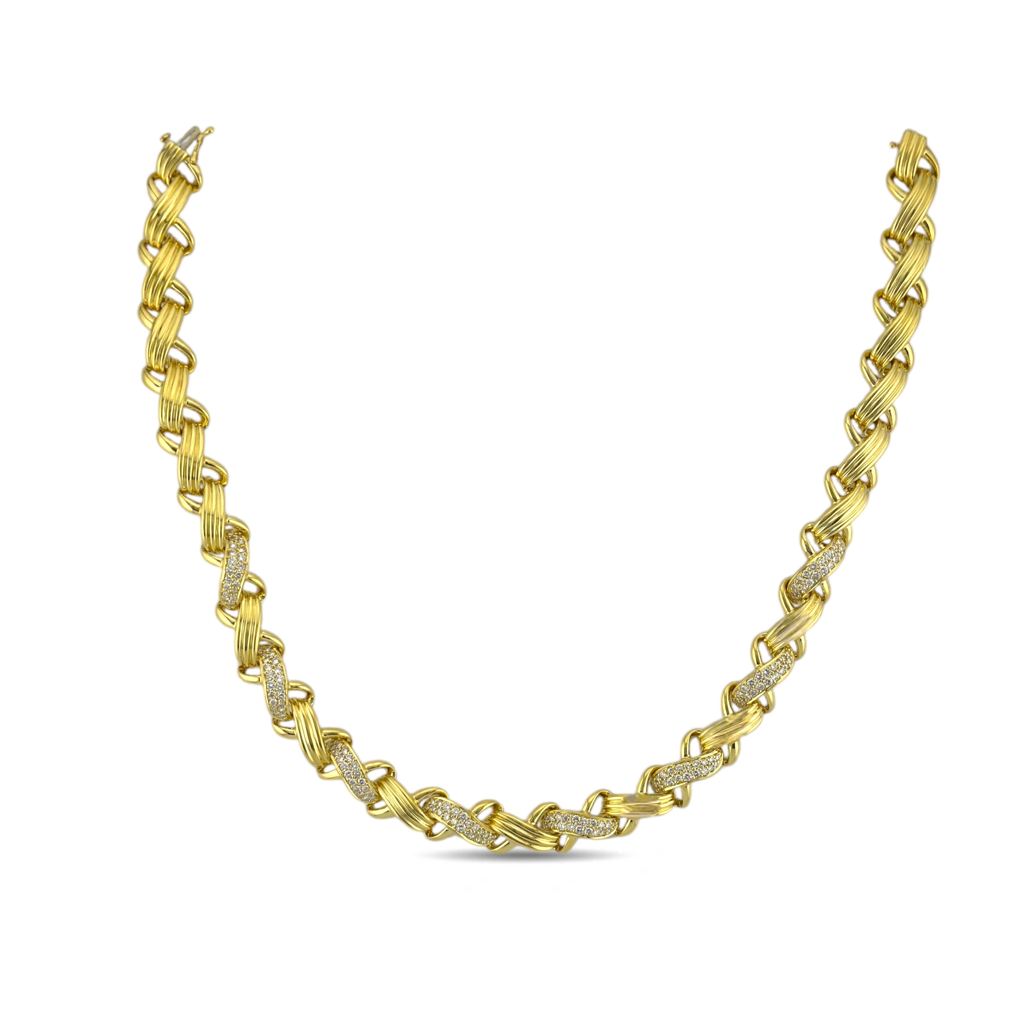 Jose Hess 18K Yellow Gold 7ct Diamond Necklace and Bracelet Suite