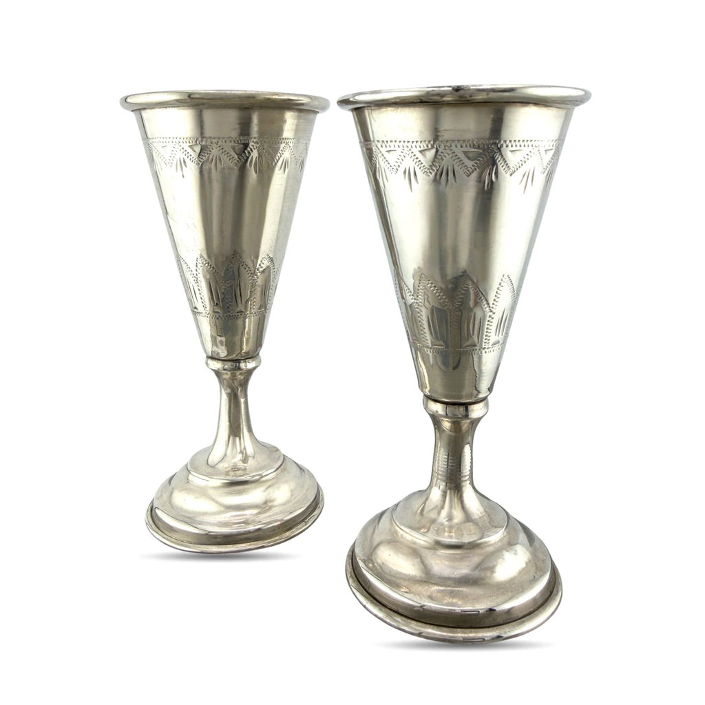 Imperial Russian 84 Zolotnik Silver Pair of Antique Cups