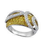 14K White Gold Multi Row 1.72ct Citrine and 0.65ct Diamond Ring