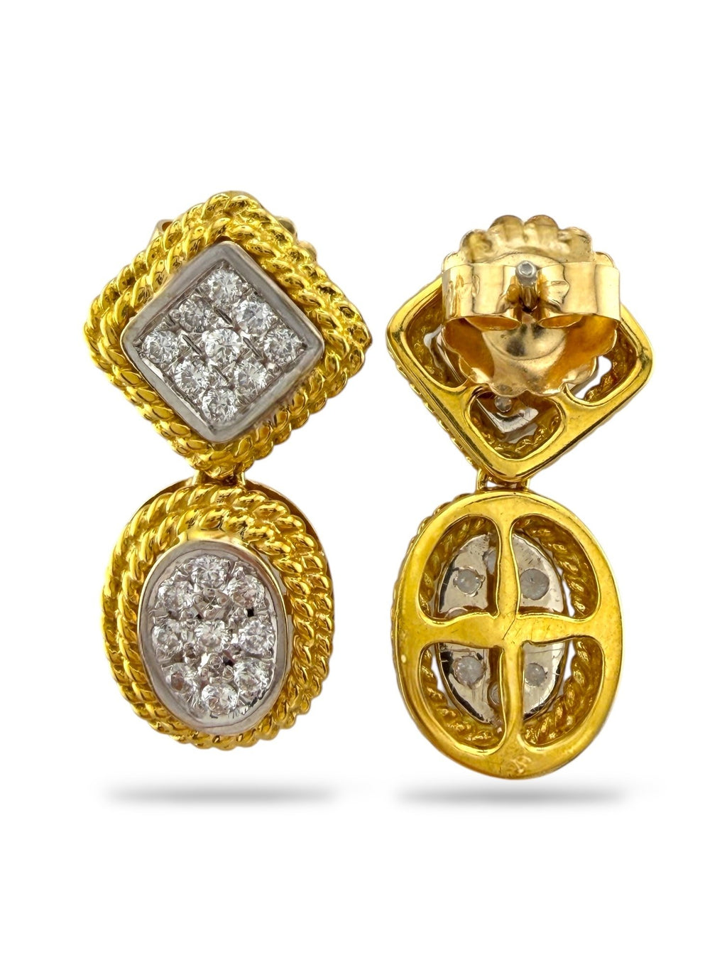 14K Yellow Gold 1ct Diamond Dangle Earrings