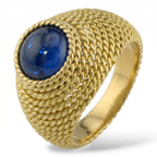 Boucheron Vintage 18K Yellow Gold and 4ct Natural Sapphire Rope Dome Ring