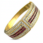 18K Yellow Gold 5.2ct Ruby and 7.02ct Diamond Hinged Bracelet
