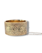 Antique Victorian 14K Gold and Enamel Engraved Bangle Bracelet