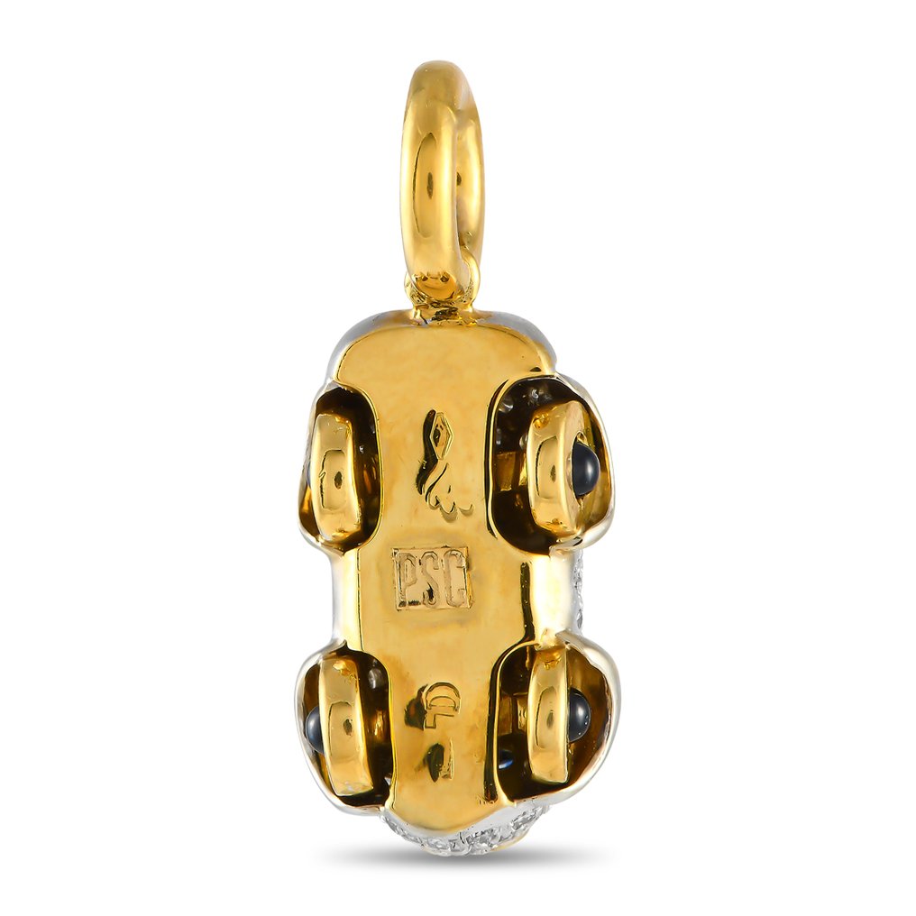 Aaron Basha - Charm bracelet - 18 kt. White gold, 18K Yellow and White Gold Diamond and Sapphire Enamel Car Charm