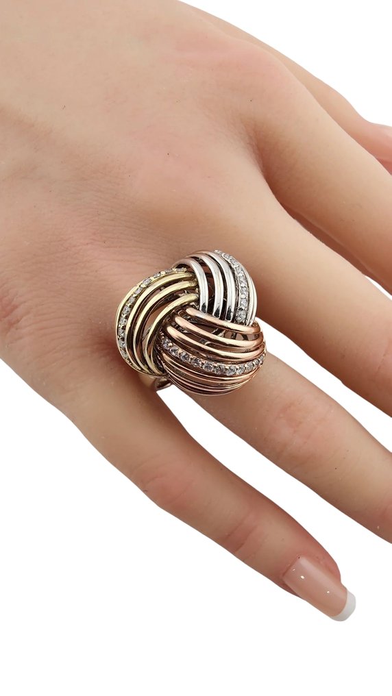 14 kt. Rose gold, White gold, Yellow gold, Ancora Designs Diamond 18K Yellow Gold Cocktail Multi Color Diamond Ring Diamond (Natural)