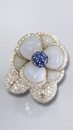 Brooch - 18 kt. White gold, Gorgeous 18K Gold & Diamond women's Jewelry Brooch - 7.00ct. tw. Diamond (Natural)