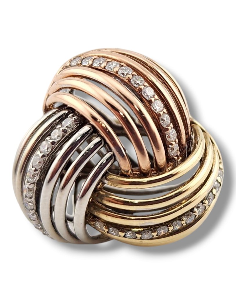 14 kt. Rose gold, White gold, Yellow gold, Ancora Designs Diamond 18K Yellow Gold Cocktail Multi Color Diamond Ring Diamond (Natural)