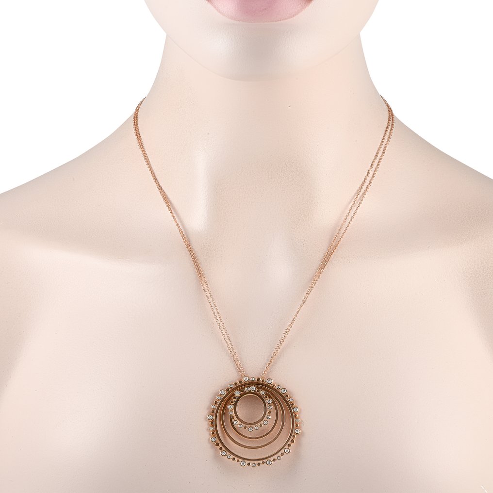Bucherer - Necklace - 18 kt. White gold, 18K Rose Gold 0.89ct Diamond Circle Necklace